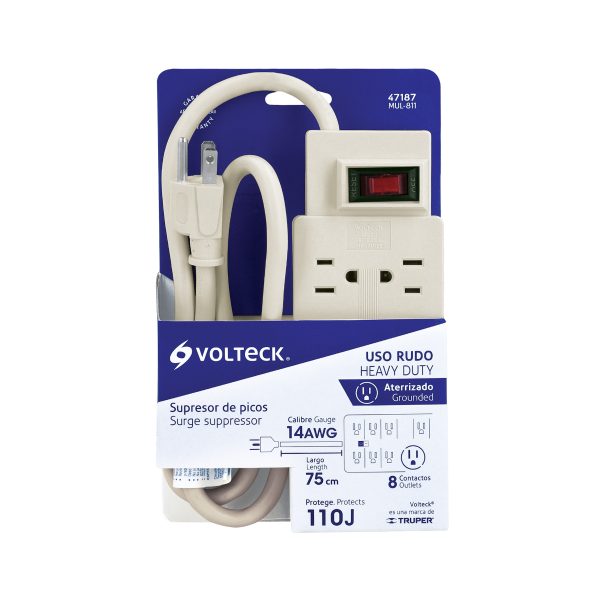 47187 - Multicontacto 14 AWG 8 entradas supresor de picos 110 joules