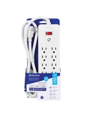 MUL-818UE1.jpg 45586 - Multicontacto 8 entradas, 2 USB A + 2 USB C, blanco, VOLTECK