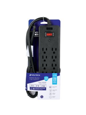 MUL-818UNE1.jpg 45661 - Multicontacto 8 entradas, 2 USB A + 2 USB C, negro, VOLTECK