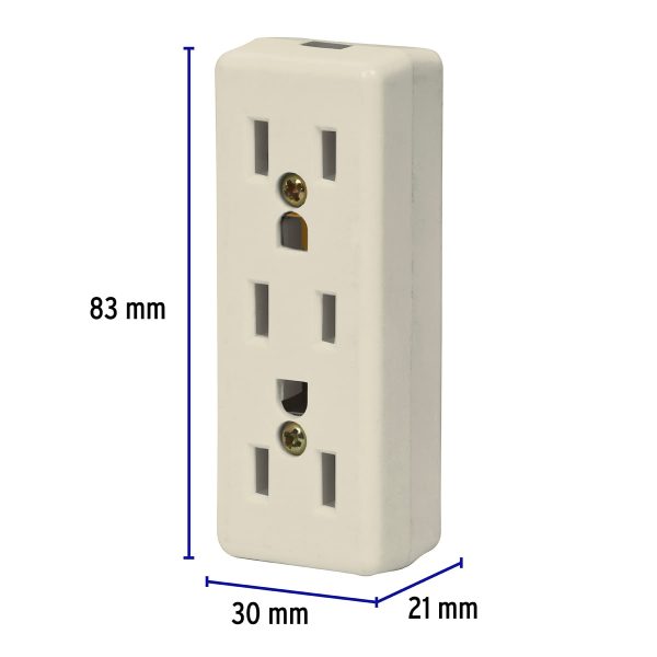 46813 - Multicontacto triple para extensión, 2 polos + tierra