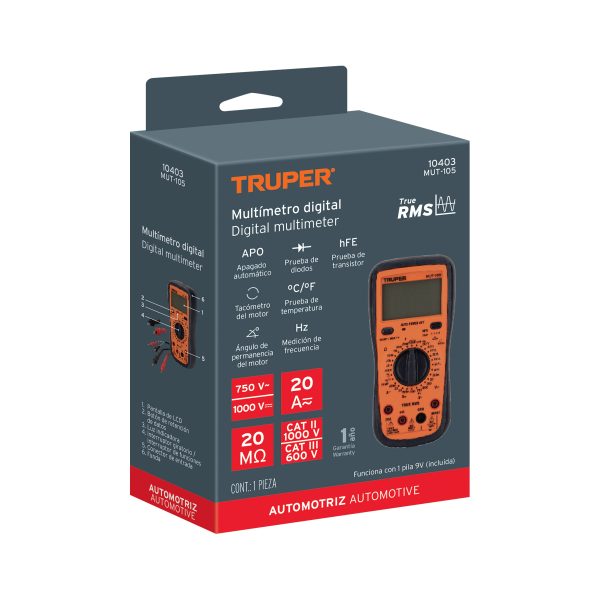 10403 - Multímetro digital para mant automotriz con RMS verdadero