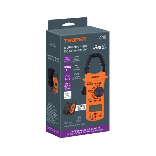 10404 - Multímetro para mantenimiento industrial con gancho, Truper