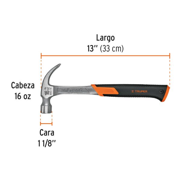 17856 - Martillo forjado 16 oz uña curva, mango con neopreno, Expert