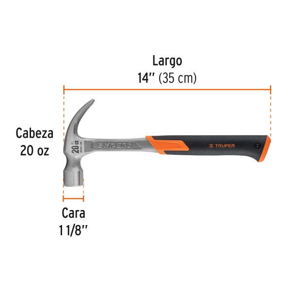 16820 - Martillo forjado 20 oz uña curva, mango con neopreno, Expert