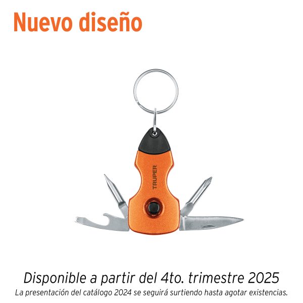 13336 - Multiherramienta 6 funciones, con LED, tipo llavero, Truper