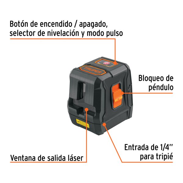 17079 - Nivel láser rojo, alcance 10 m, de pilas, TRUPER