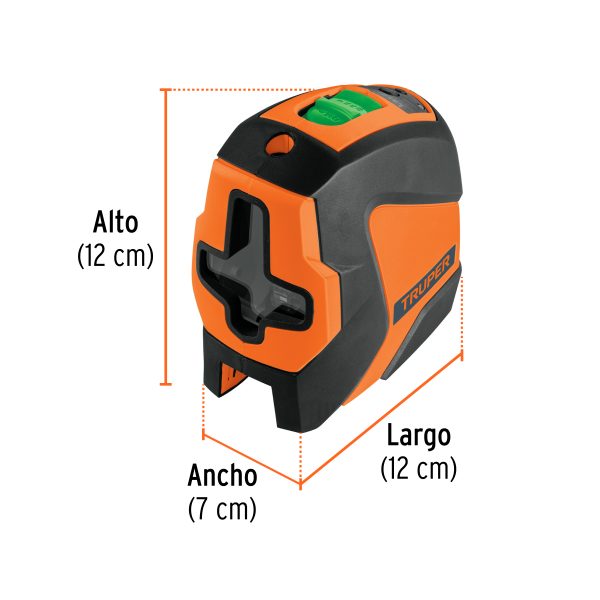 100810 - Nivel láser verde c/plomada, alcance 30 m, de pilas, TRUPER