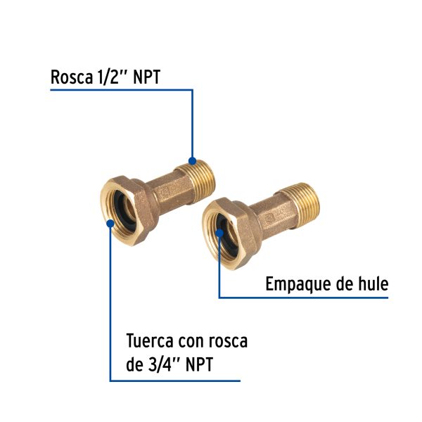 48159 - Juego de 2 niples para medidor de agua, 1/2 x 3/4', FOSET
