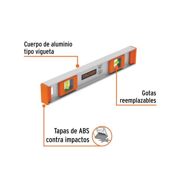 17032 - Nivel profesional de 14' con protección de ABS, Truper
