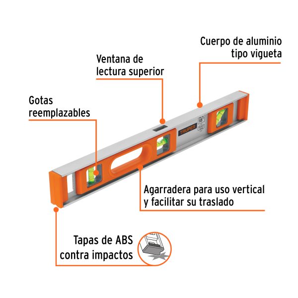 17034 - Nivel profesional de 18' con protección de ABS, Truper