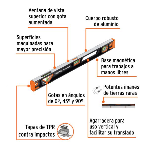 14626 - Nivel profesional magnético de 24' c/protección TPR, Expert