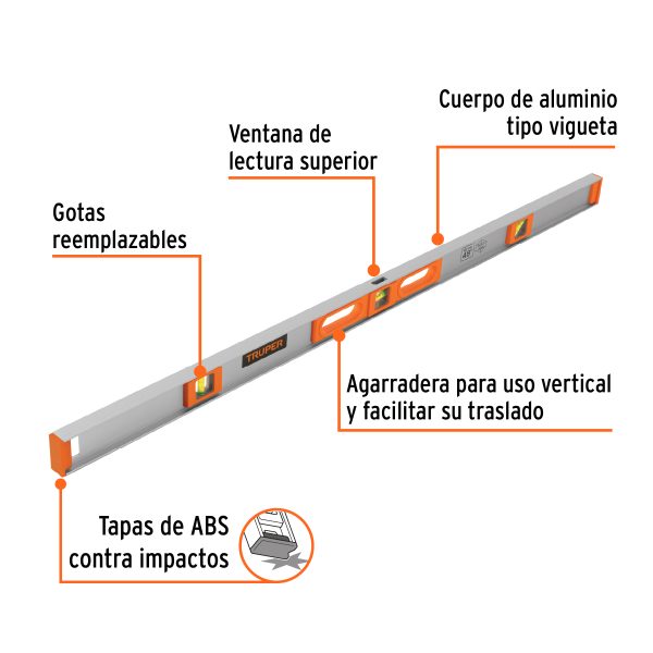 17038 - Nivel profesional de 36' con protección de ABS, Truper