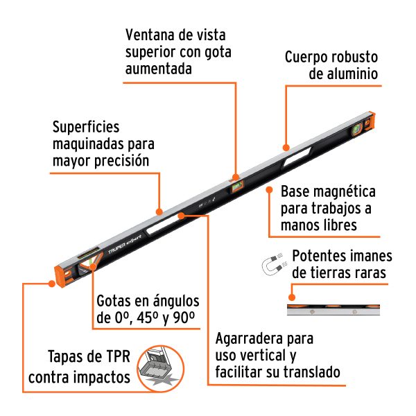 14629 - Nivel profesional magnético de 48' c/protección TPR, Expert