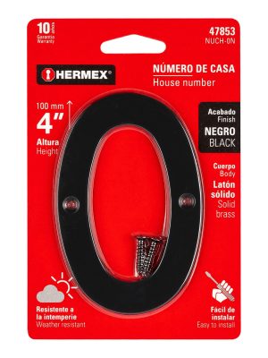 NUCH-0NE1.jpg 47853 - Número 0 de latón sólido 4', negro, HERMEX