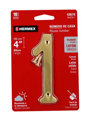 NUCH-1E1.jpg 43679 - Número 1 de latón sólido 4', HERMEX