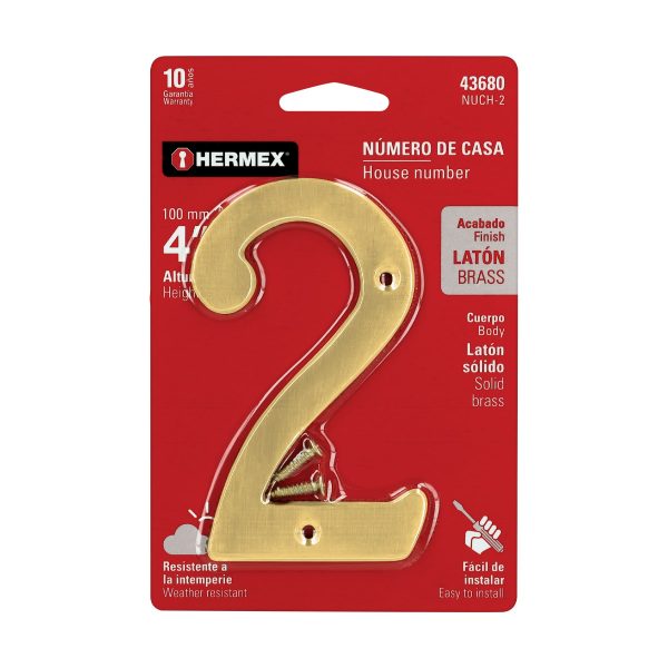 43680 - Número 2 de latón sólido 4', HERMEX