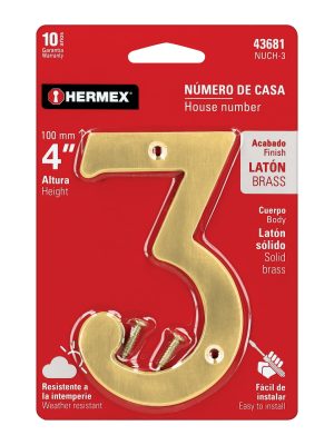 NUCH-3E1.jpg 43681 - Número 3 de latón sólido 4', HERMEX