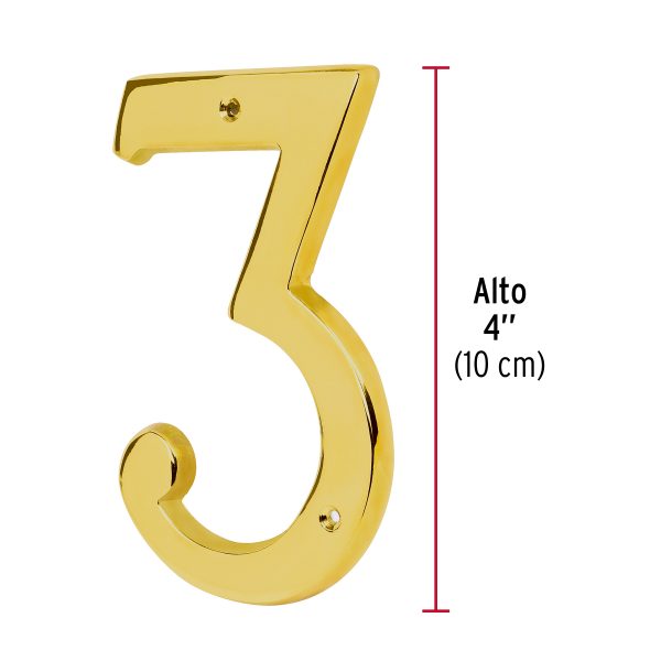 43681 - Número 3 de latón sólido 4', HERMEX