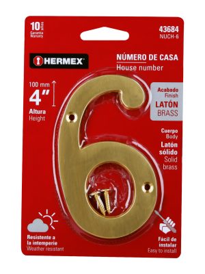 NUCH-6E1.jpg 43684 - Número 6 de latón sólido 4', HERMEX