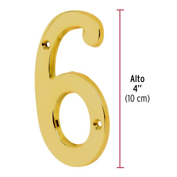 43684 - Número 6 de latón sólido 4', HERMEX