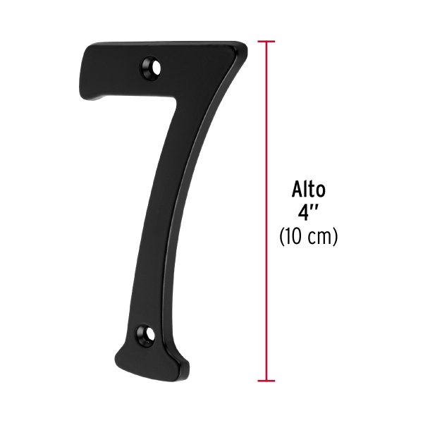47860 - Número 7 de latón sólido 4', negro,  HERMEX