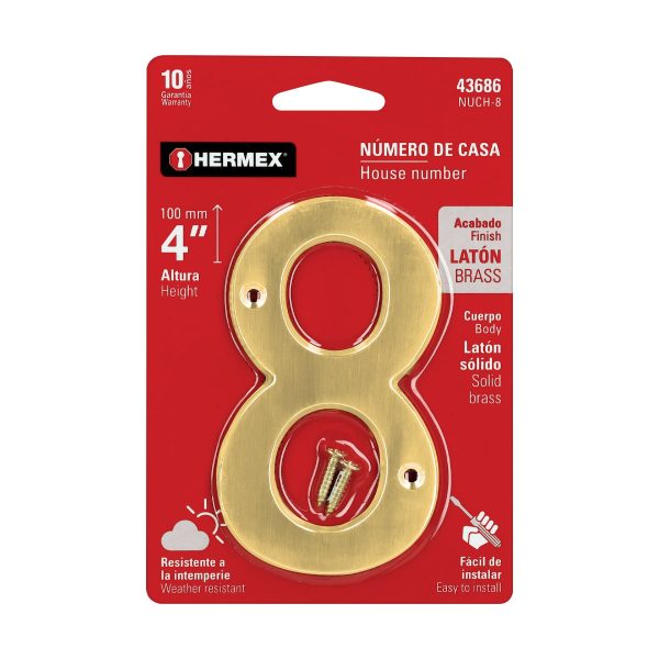 43686 - Número 8 de latón sólido 4', HERMEX