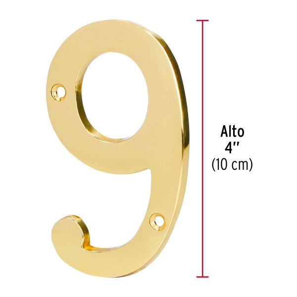 43687 - Número 9 de latón sólido 4', HERMEX