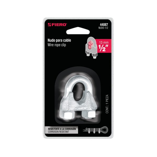44087 - Blíster c/1 nudo (perro) de hierro p/cable de 1/2', Fiero