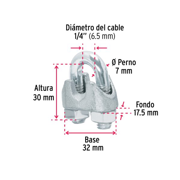 44084 - Blíster c/2 nudos (perros) de hierro p/cable de 1/4', Fiero
