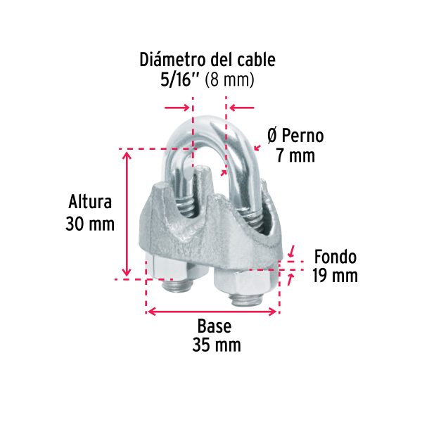 40707 - Bolsa c/25 nudos (perros) de hierro p/cable de 5/16', Fiero