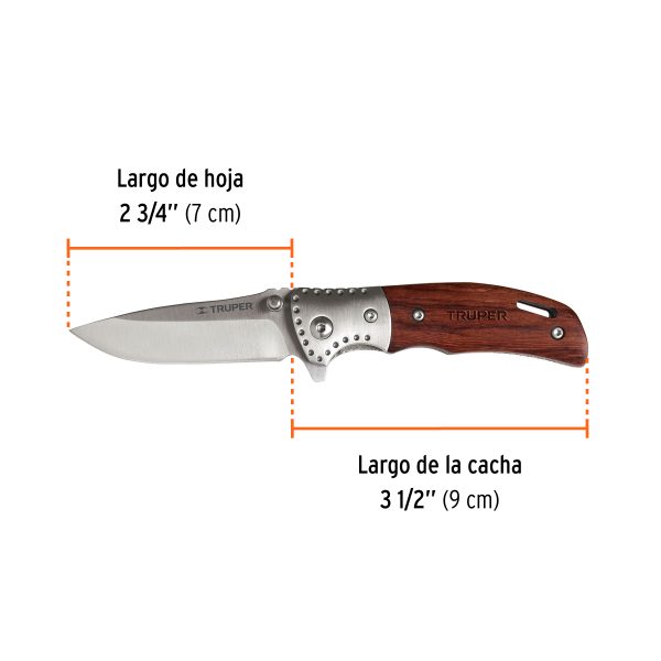 13889 - Navaja abatible 3-1/2' mango de madera, Truper