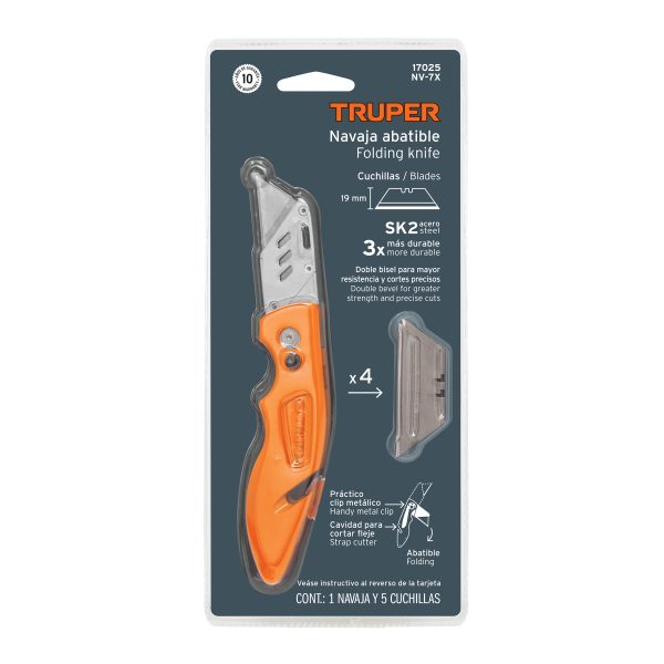 17025 - Navaja abatible 7' cuerpo de aluminio y acero inox, Truper