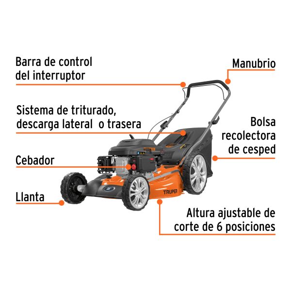 19968 - Podadora con motor a gasolina de 6 HP, 22' de corte, Truper