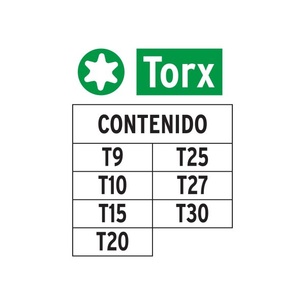 17795 - Juego de 7 puntas torx combinadas largo 1', Truper Expert