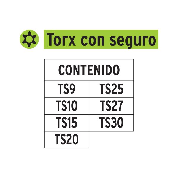 17797 - Juego de 7 puntas torx combinadas c/seguro largo 1', Expert