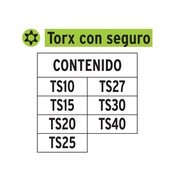 17813 - Juego de 7 puntas torx combinadas c/seguro largo 2', Expert