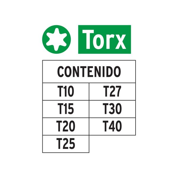 17796 - Juego de 7 puntas torx combinadas largo 2', Truper Expert