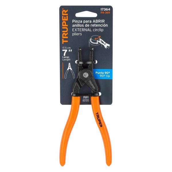 17364 - Pinza punta a 90° 6-3/4' para abrir anillos, mango de PVC