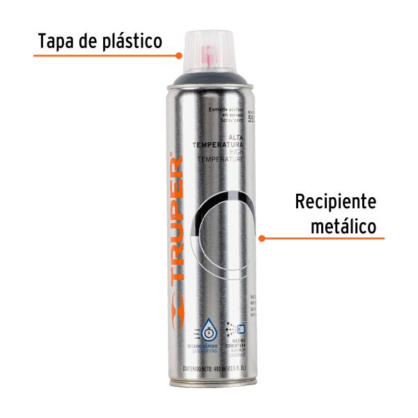 18071 - Pintura en aerosol alta temp. bote esbelto, aluminio,400ml