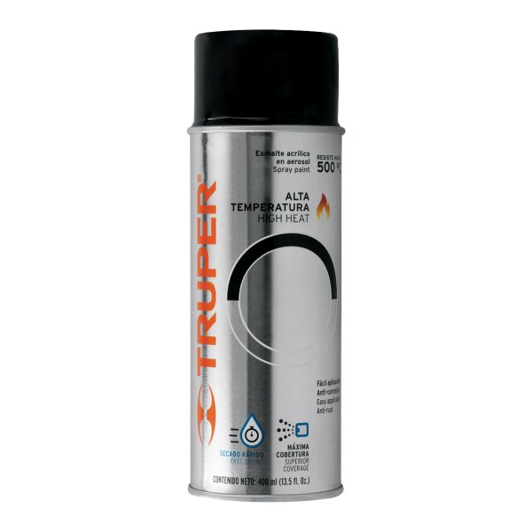 102852 - Pintura en aerosol alta temp, negro, bote tradicional, 400ml
