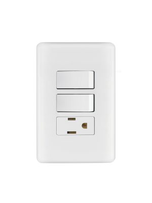 25081 - Placa armada con contacto y 2 interruptores sencillos, Basic