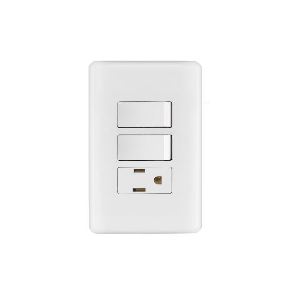 25081 - Placa armada con contacto y 2 interruptores sencillos, Basic