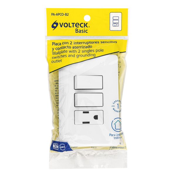 25081 - Placa armada con contacto y 2 interruptores sencillos, Basic