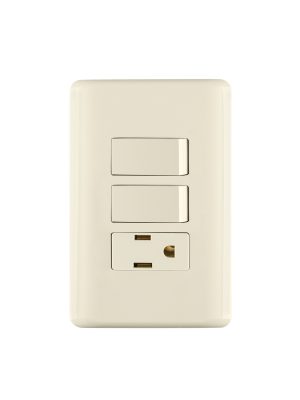 26635 - Placa armada 2 interruptores y contacto, marfil, Basic