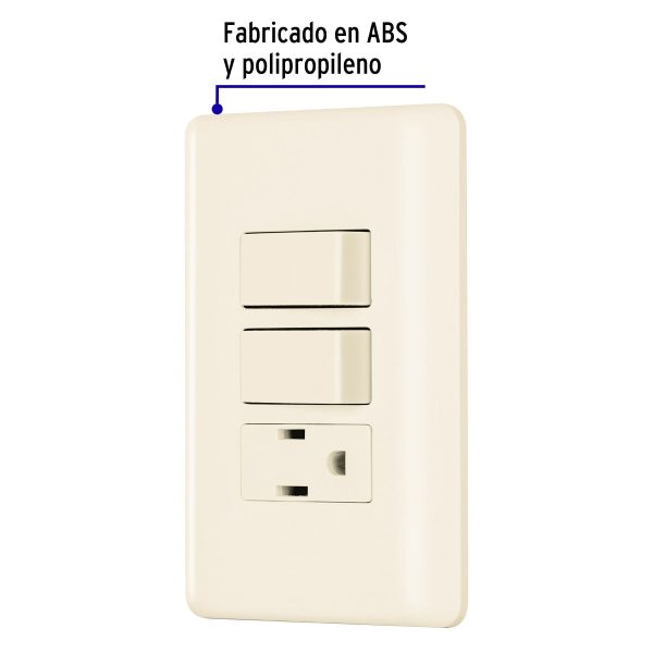 26635 - Placa armada 2 interruptores y contacto, marfil, Basic