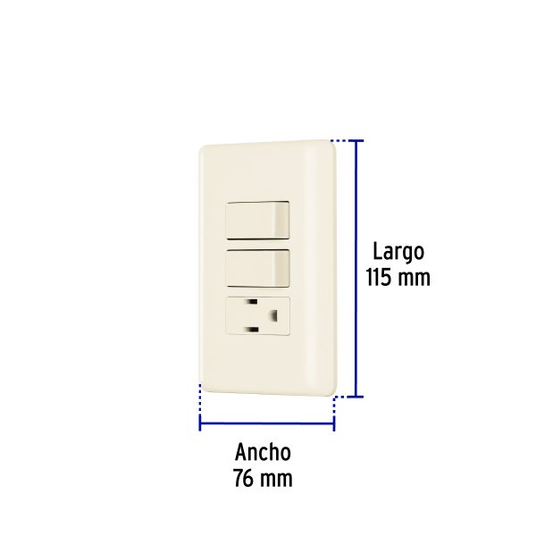26635 - Placa armada 2 interruptores y contacto, marfil, Basic