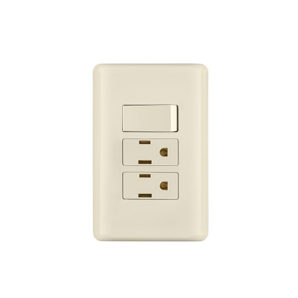 26633 - Placa armada interruptor y 2 contactos, marfil, Basic