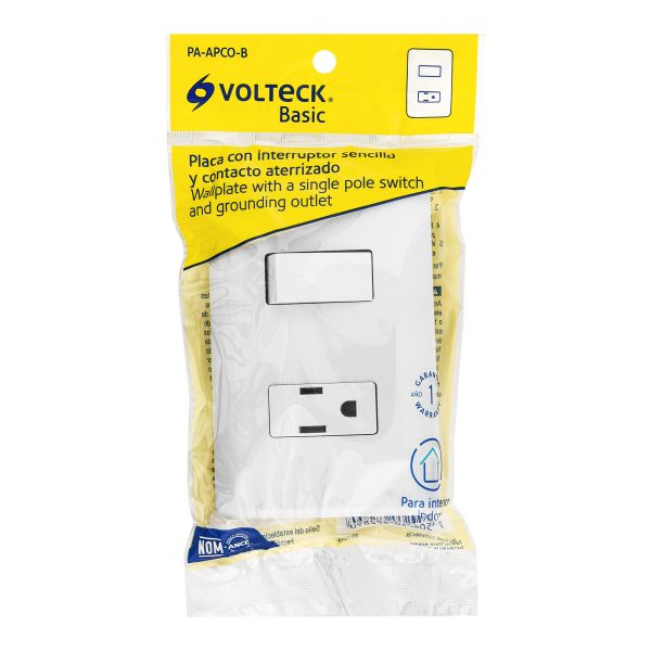 25077 - Placa armada contacto e interruptor sencillo, Volteck Basic