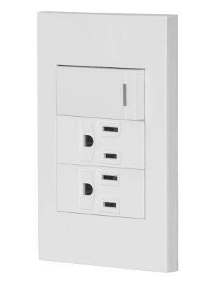 45594 - Placa armada 1 interruptor, 2 contactos,1mod,Española,blanco