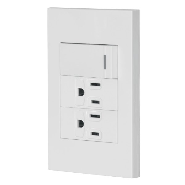 45594 - Placa armada 1 interruptor, 2 contactos,1mod,Española,blanco